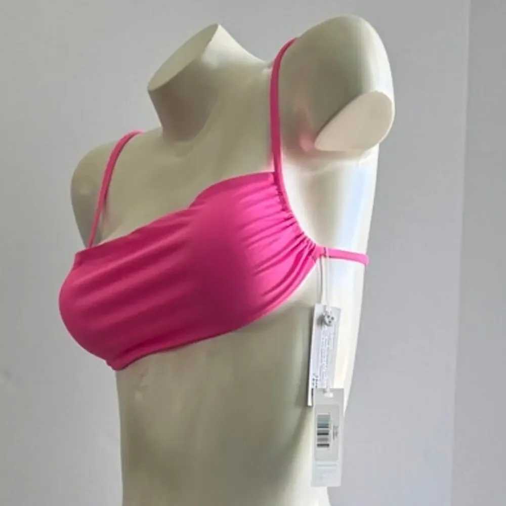 Frankies Bikinis Kailyn String Bandeau Bikini Top - Pink Punch - Large
